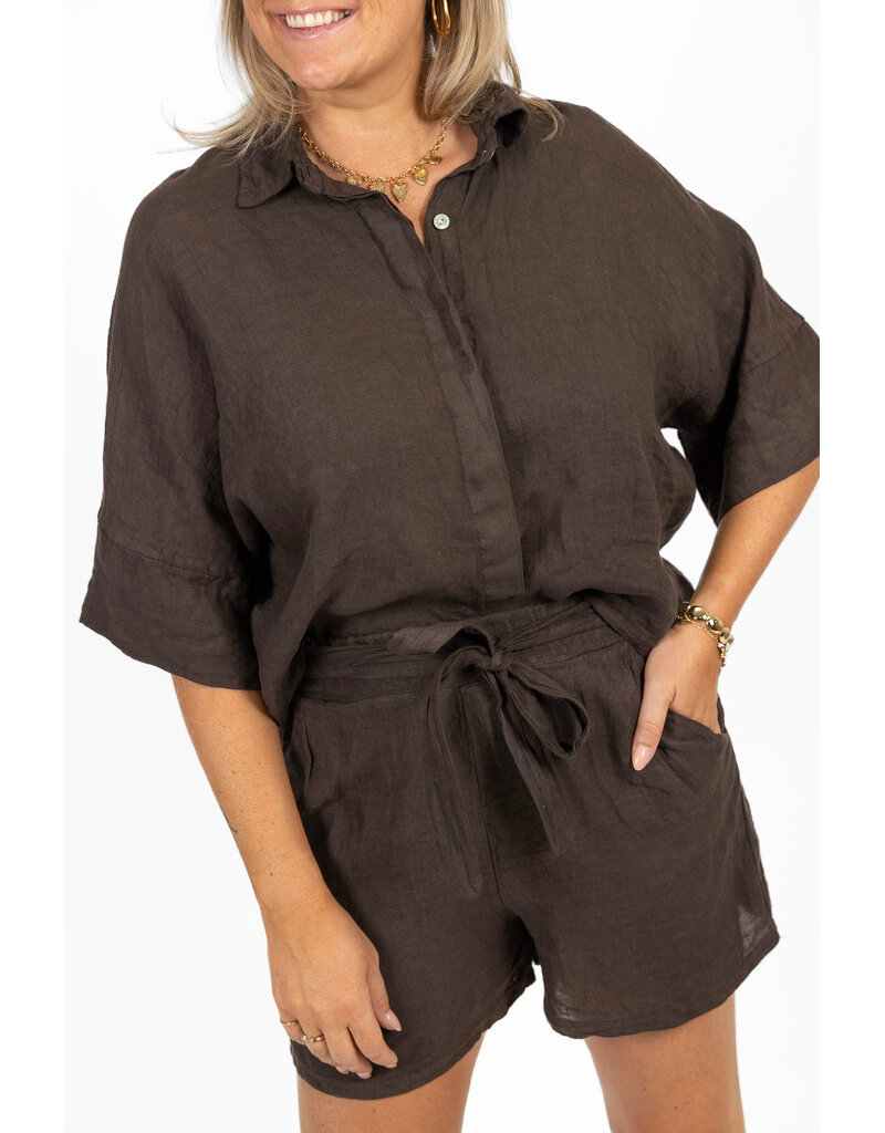 21Jewelz Linnenlook blouse - bruin