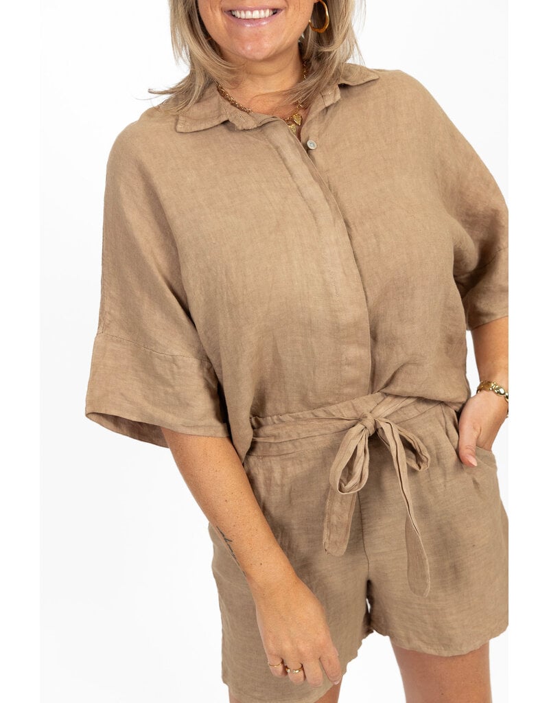 21Jewelz Linnenlook blouse - camel