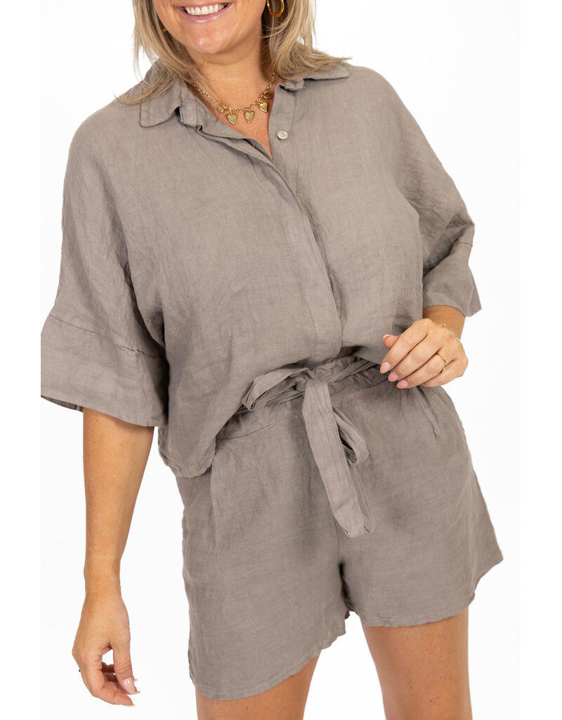 21Jewelz Linnenlook blouse - taupe
