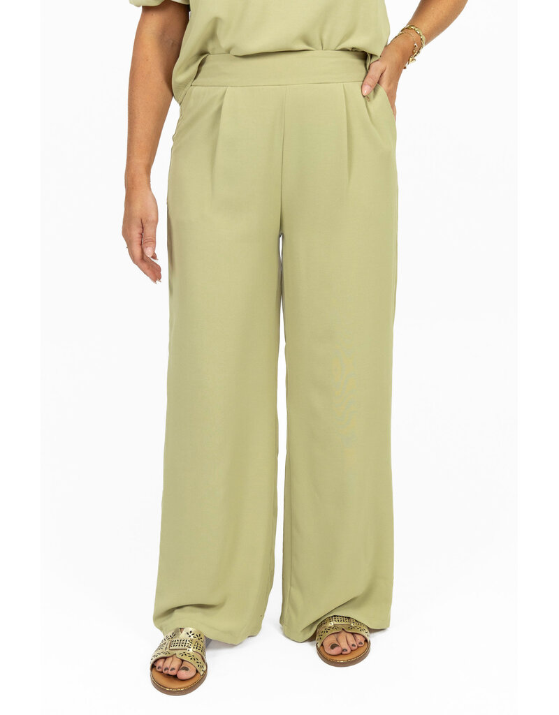 21Jewelz Losvallende pantalon met elastiek band - groen
