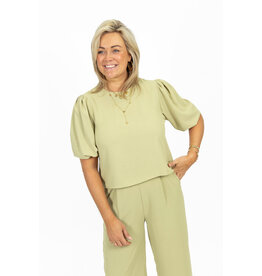 21Jewelz Losvallende blouse met pofmouw - groen
