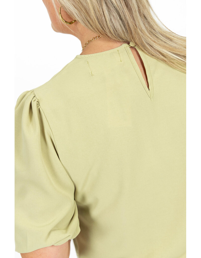 21Jewelz Losvallende blouse met pofmouw - groen