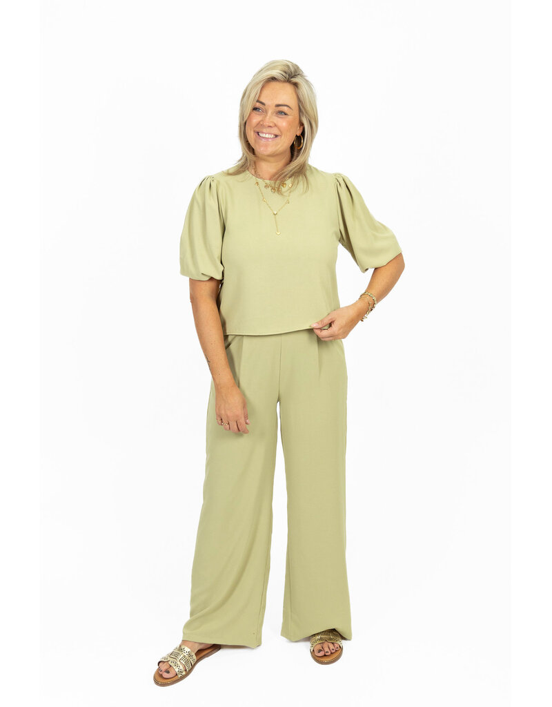 21Jewelz Losvallende pantalon met elastiek band - groen
