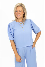 21Jewelz Losvallende blouse met pofmouw - blauw