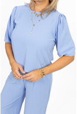 21Jewelz Losvallende blouse met pofmouw - blauw