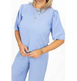 21Jewelz Losvallende blouse met pofmouw - blauw