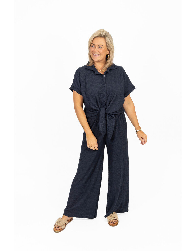 21Jewelz Losvallende co-ord set met knoopdetail - navy blauw