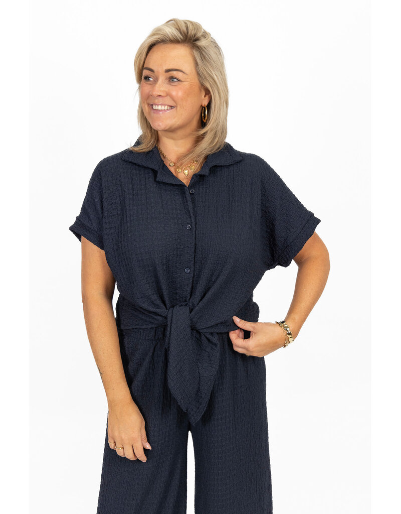 21Jewelz Losvallende co-ord set met knoopdetail - navy blauw