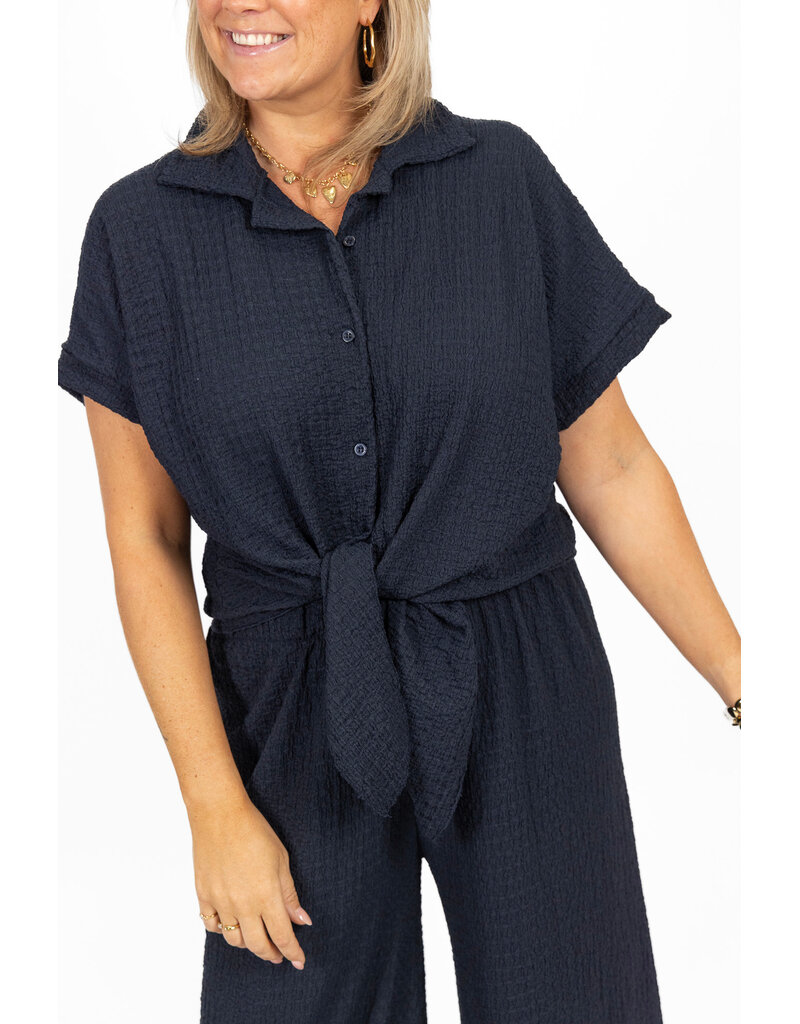 21Jewelz Losvallende co-ord set met knoopdetail - navy blauw
