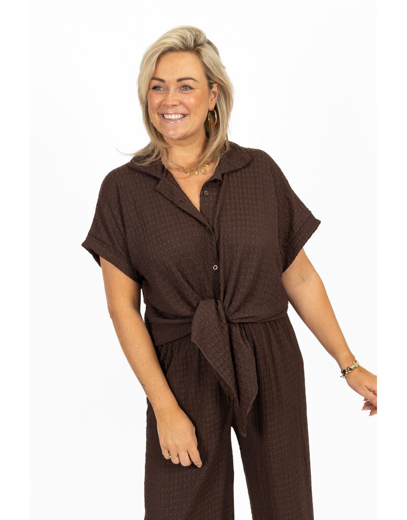 21Jewelz Losvallende co-ord set met knoopdetail - bruin