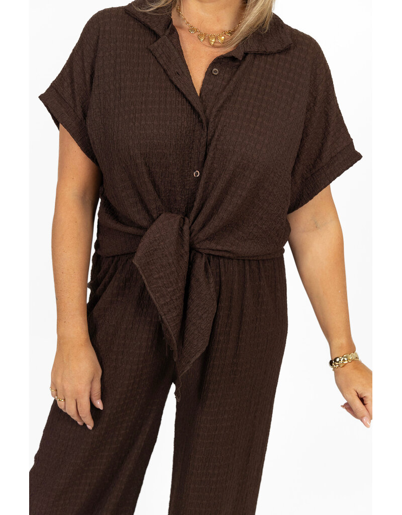 21Jewelz Losvallende co-ord set met knoopdetail - bruin