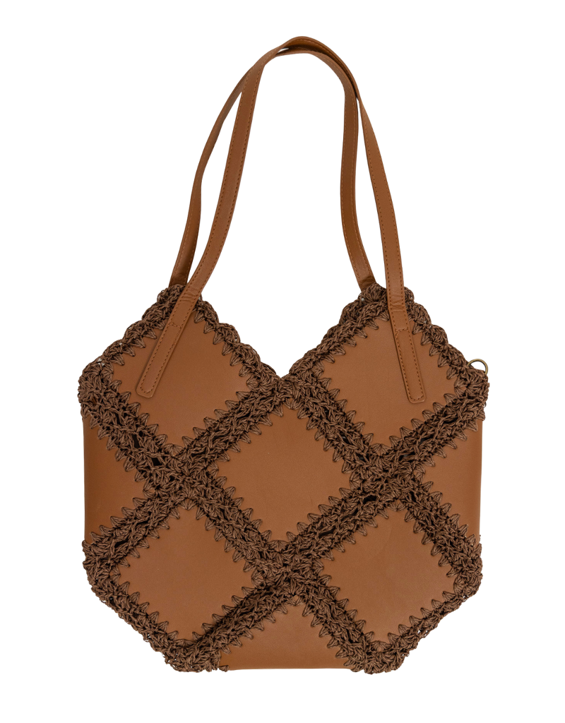 21Jewelz Shopper met rotan details - bruin