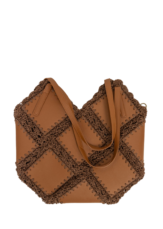 21Jewelz Shopper met rotan details - bruin