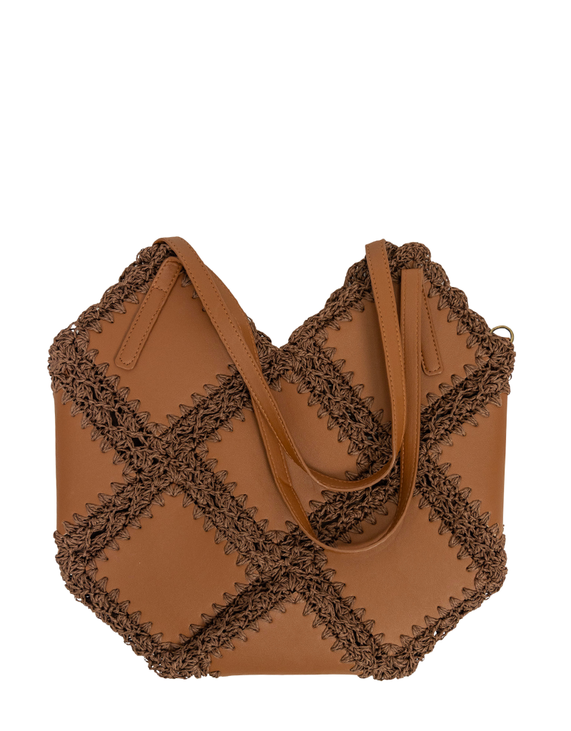 21Jewelz Shopper met rotan details - bruin