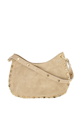 21Jewelz Schoudertas met gouden studs - suede beige