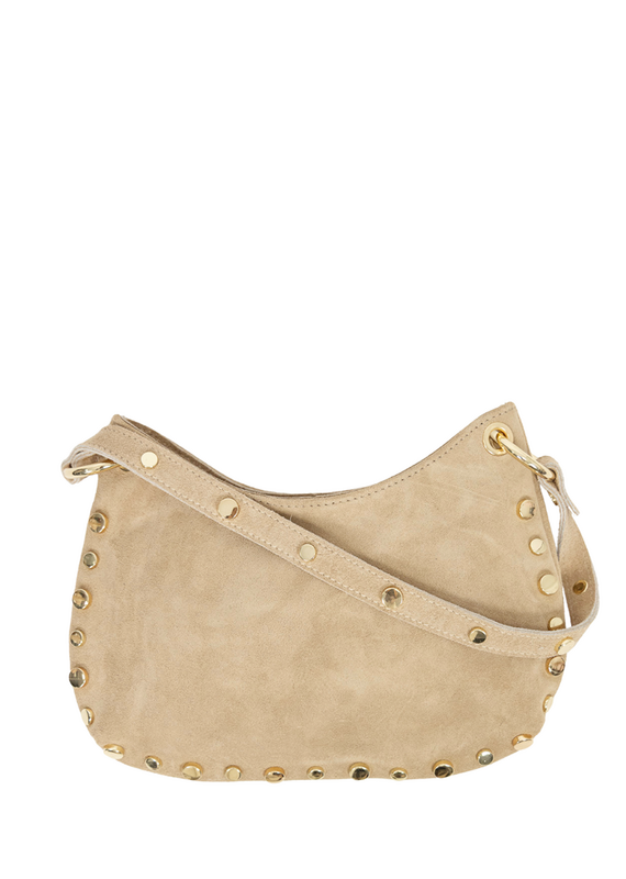 21Jewelz Schoudertas met gouden studs - suede beige
