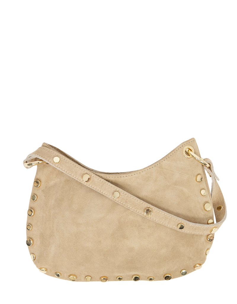 21Jewelz Schoudertas met gouden studs - suede beige