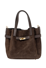 21Jewelz Midi shopper met gouden riempje - suede bruin