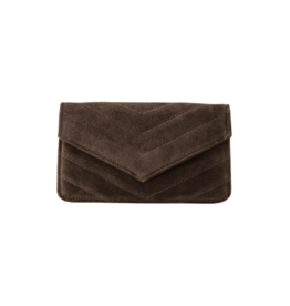 21Jewelz Tasje met gestikt patroon - suede donkerbruin