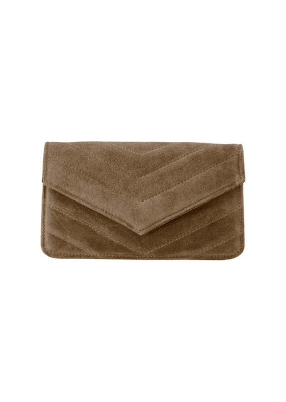 21Jewelz Tasje met gestikt patroon - suede taupe