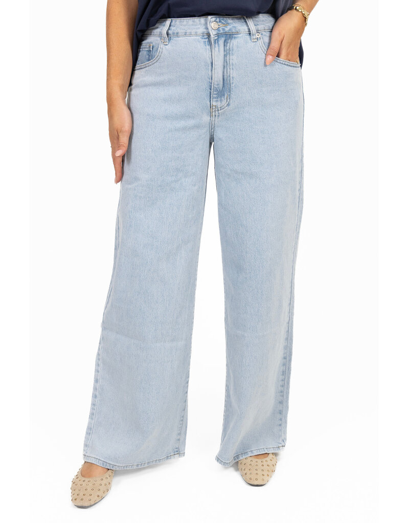21Jewelz Wide leg jeans met lichte wassing - blauw