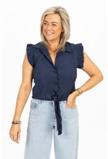 21Jewelz Blouse met knoopdetail & ruffles - donkerblauw