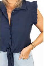 21Jewelz Blouse met knoopdetail & ruffles - donkerblauw