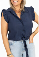 21Jewelz Blouse met knoopdetail & ruffles - donkerblauw