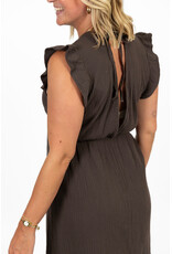 21Jewelz Mouwloze mousseline jurk met ruffles - bruin