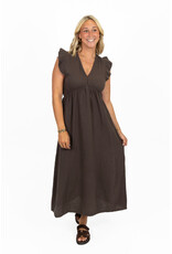 21Jewelz Mouwloze mousseline jurk met ruffles - bruin