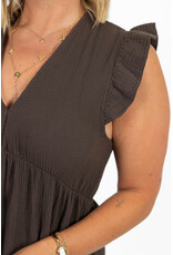 21Jewelz Mouwloze mousseline jurk met ruffles - bruin