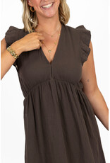 21Jewelz Mouwloze mousseline jurk met ruffles - bruin