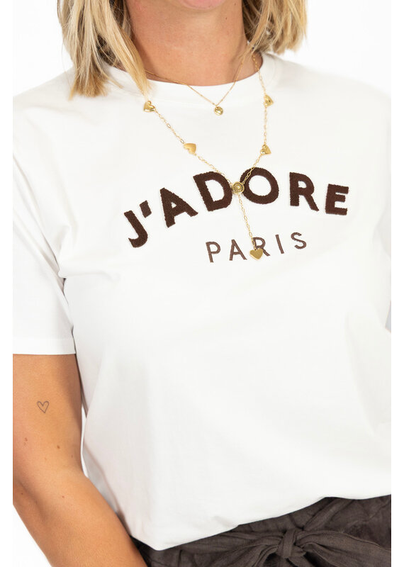 21Jewelz T-shirt J'adore Paris - wit/bruin