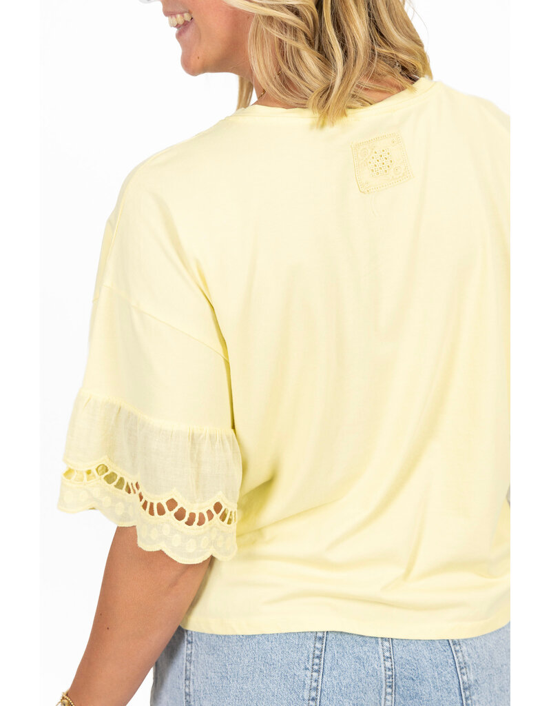 21Jewelz Shirt met kanten mouwen - geel