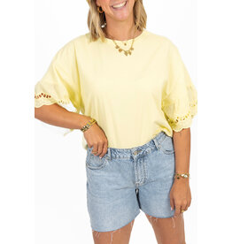 21Jewelz Shirt met kanten mouwen - geel