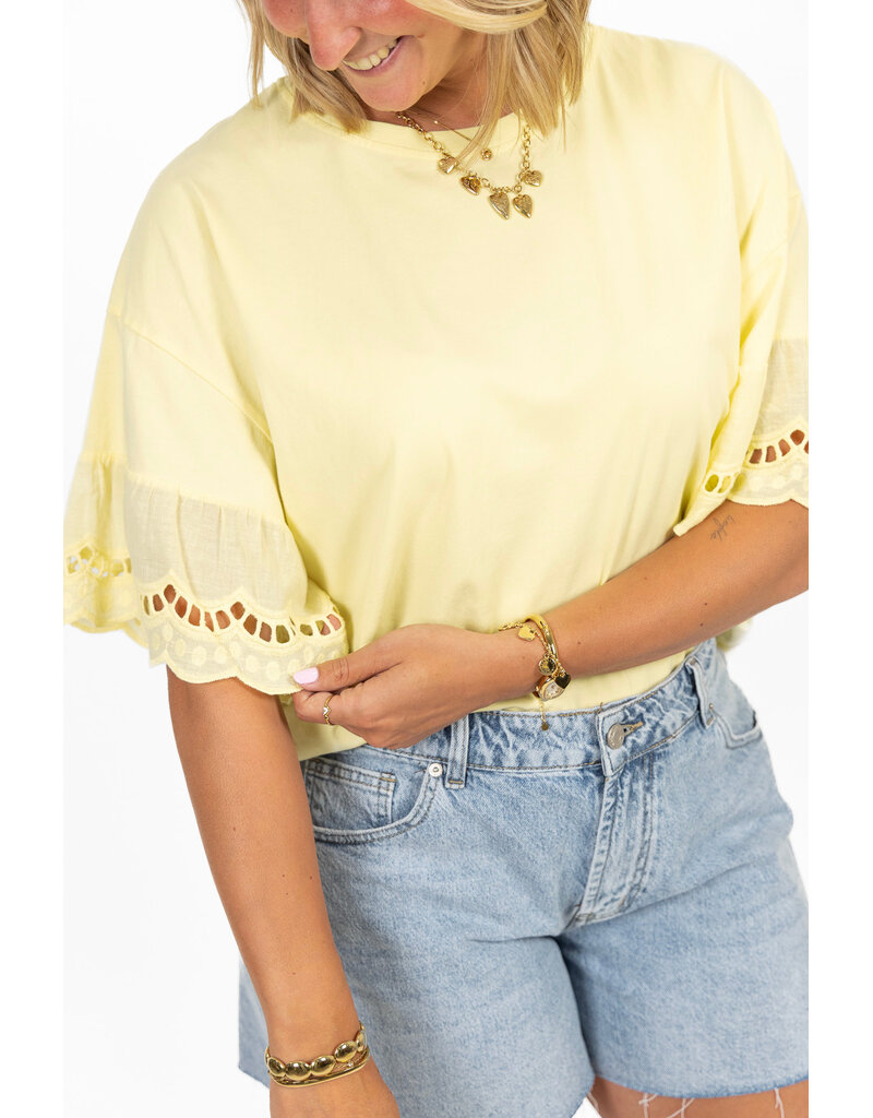 21Jewelz Shirt met kanten mouwen - geel