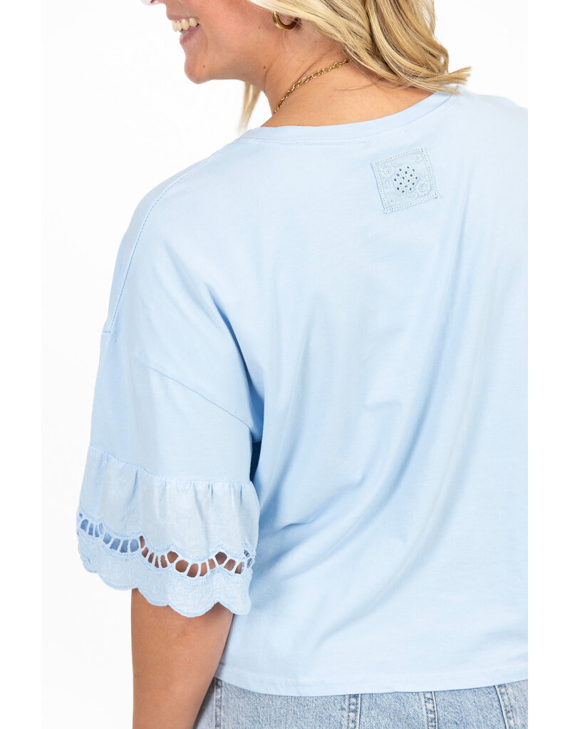 21Jewelz Shirt met kanten mouwen - licht blauw
