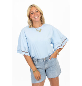 21Jewelz Shirt met kanten mouwen - licht blauw