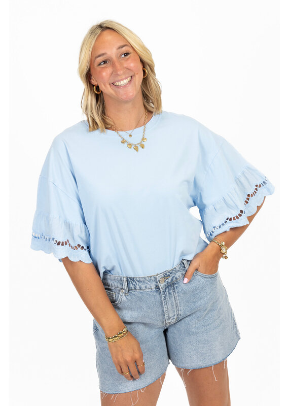 21Jewelz Shirt met kanten mouwen - licht blauw