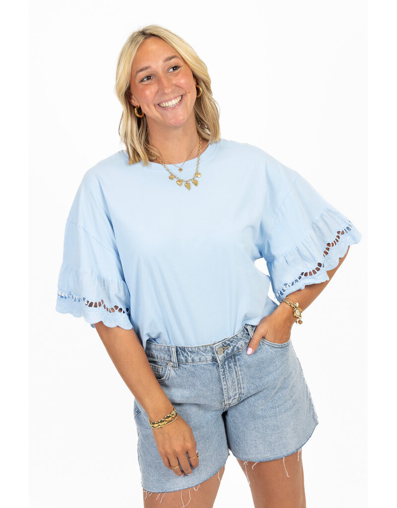 21Jewelz Shirt met kanten mouwen - licht blauw