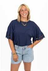 21Jewelz Shirt met kanten mouwen - donkerblauw
