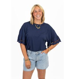 21Jewelz Shirt met kanten mouwen - donkerblauw