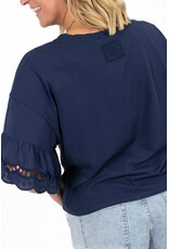 21Jewelz Shirt met kanten mouwen - donkerblauw