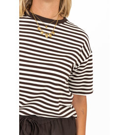 21Jewelz T-shirt met dunne strepen - bruin/wit