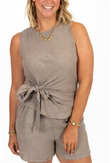 21Jewelz Linnenlook top met strik - taupe