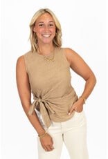 21Jewelz Linnenlook top met strik - camel