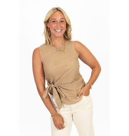 21Jewelz Linnenlook top met strik - camel