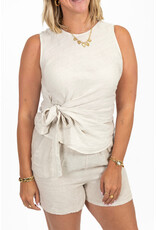 21Jewelz Linnenlook top met strik - beige
