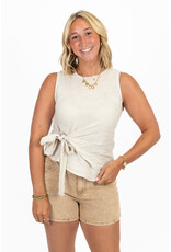 21Jewelz Linnenlook top met strik - beige