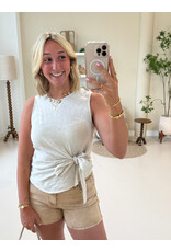 21Jewelz Linnenlook top met strik - beige